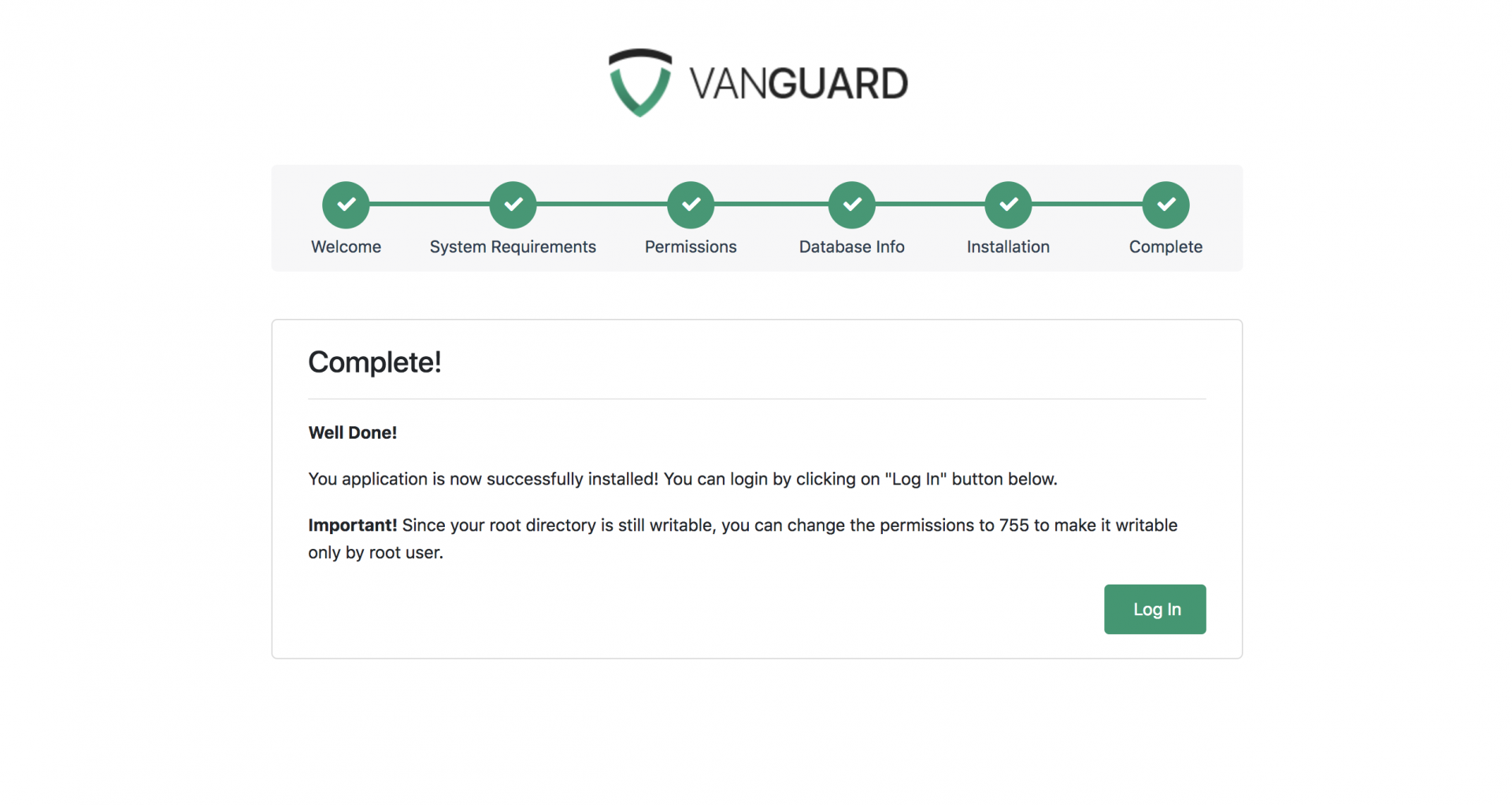 Installation Vanguard Advanced PHP Login and User Management